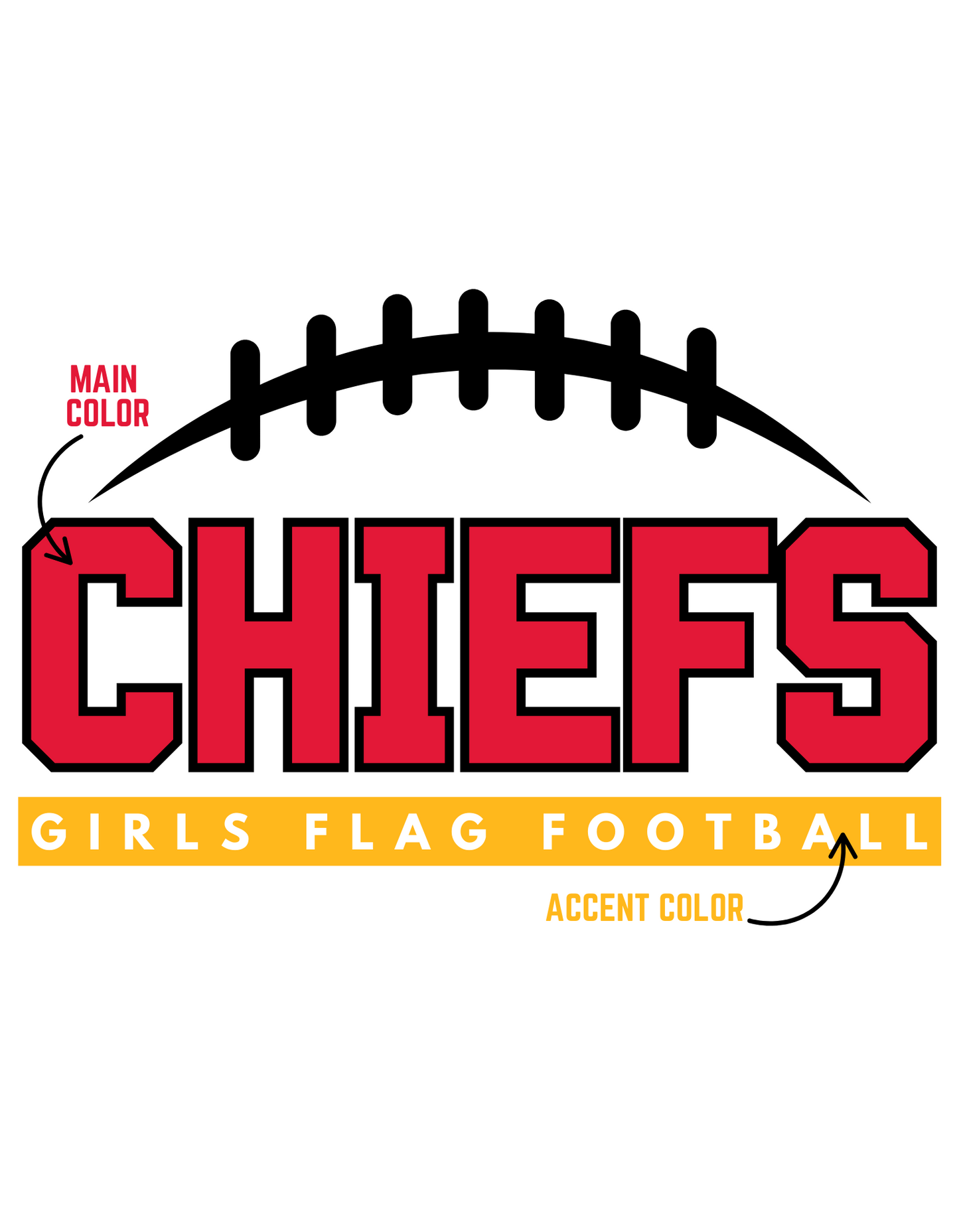 Girls Flag Football Shirt | Custom Team and Colors | Adult Unisex Sizing