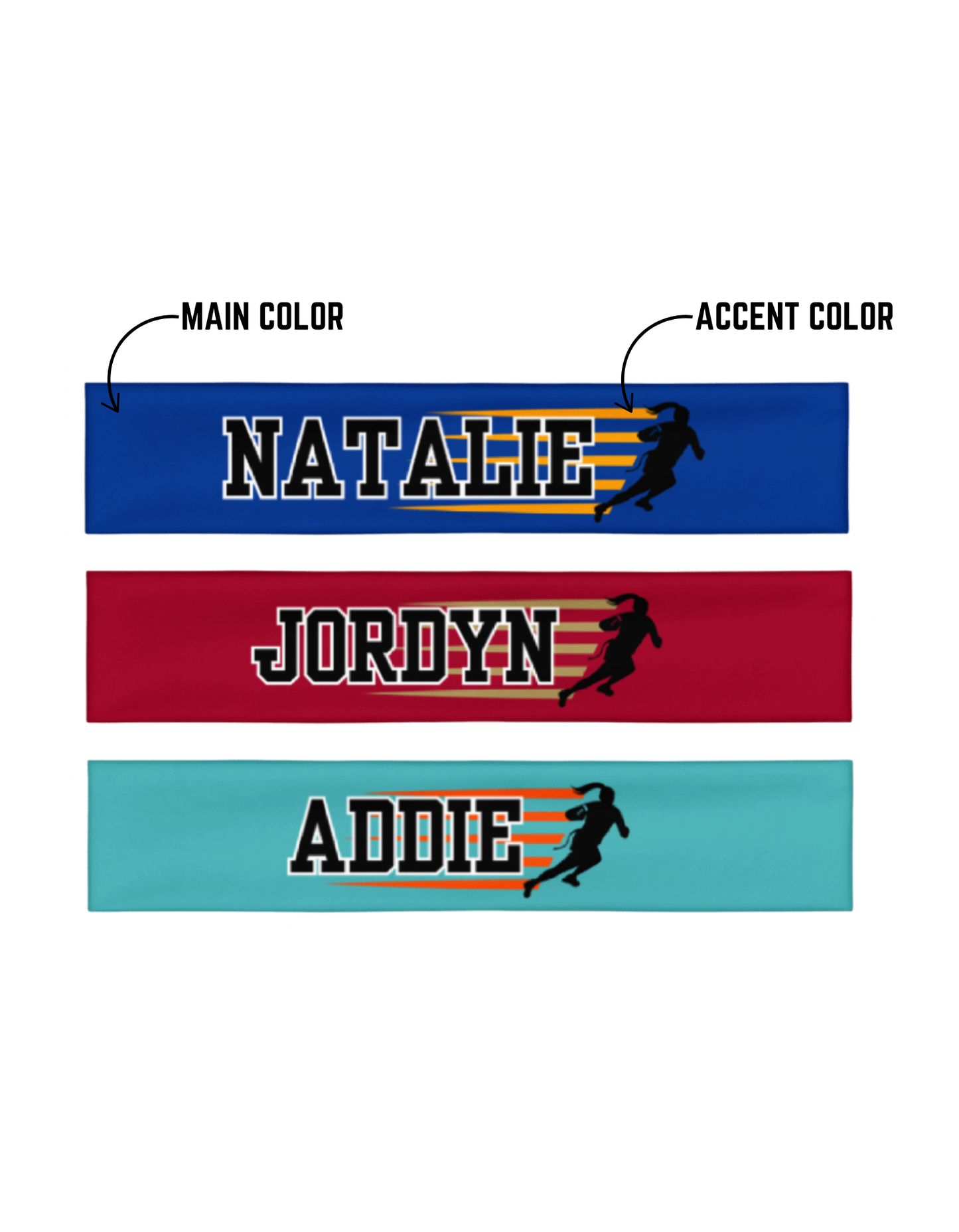 Girls Flag Football Headband | Custom Name and Team Colors | Girls Football Graphic