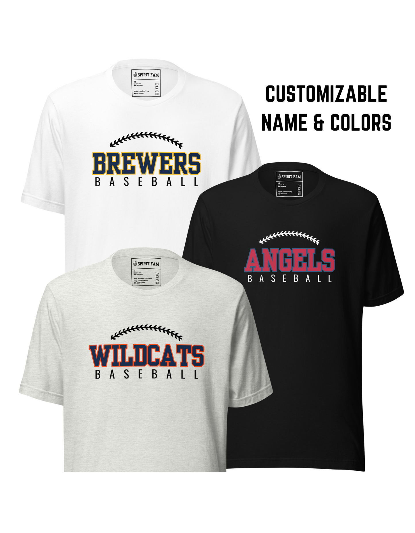 Baseball Team Shirt | Custom Team Name and Colors | Stitch Design | Adult Unisex Sizing