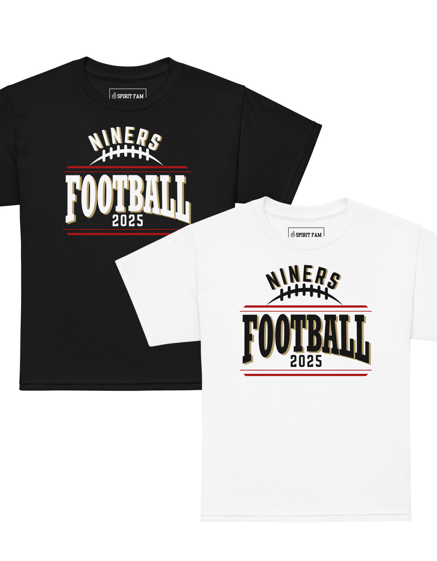Niners Flag Football Shirt | Bold Text Front Design | YOUTH Unisex Sizing
