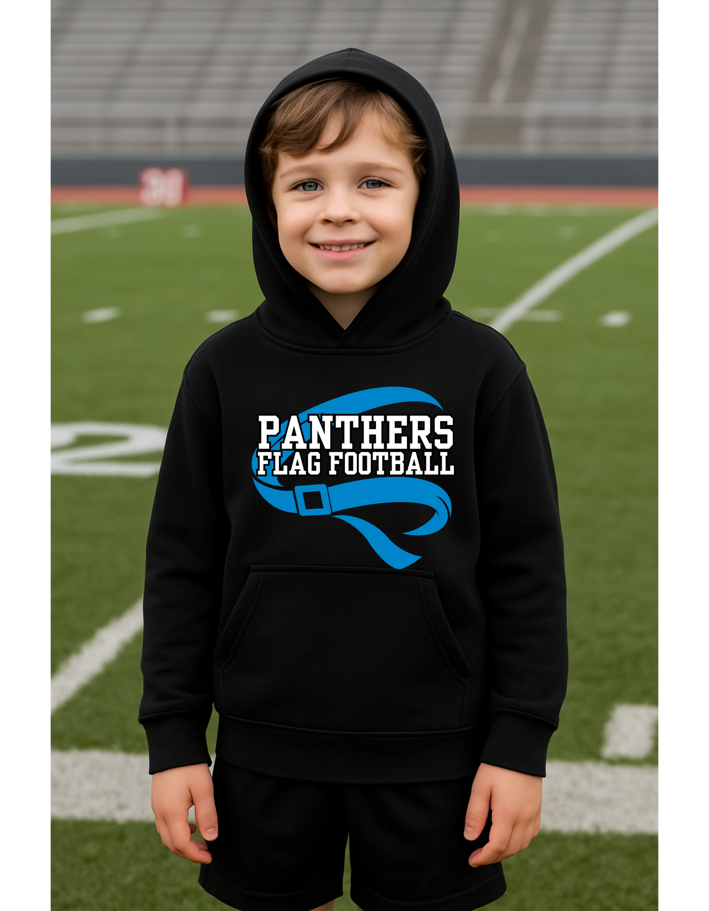 Panthers Flag Football Hoodie| Flag Belt Front Design | YOUTH Unisex Sizing