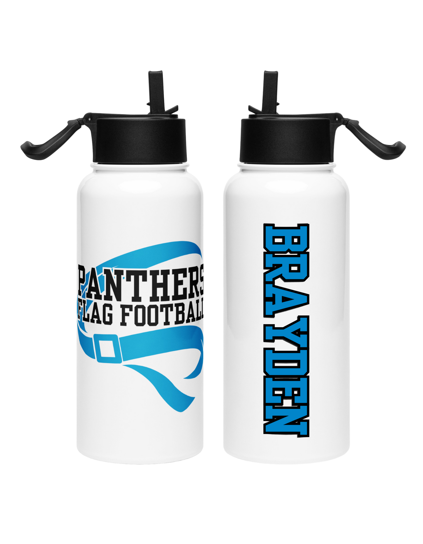 Panthers Flag Football Water Bottle | Custom Name