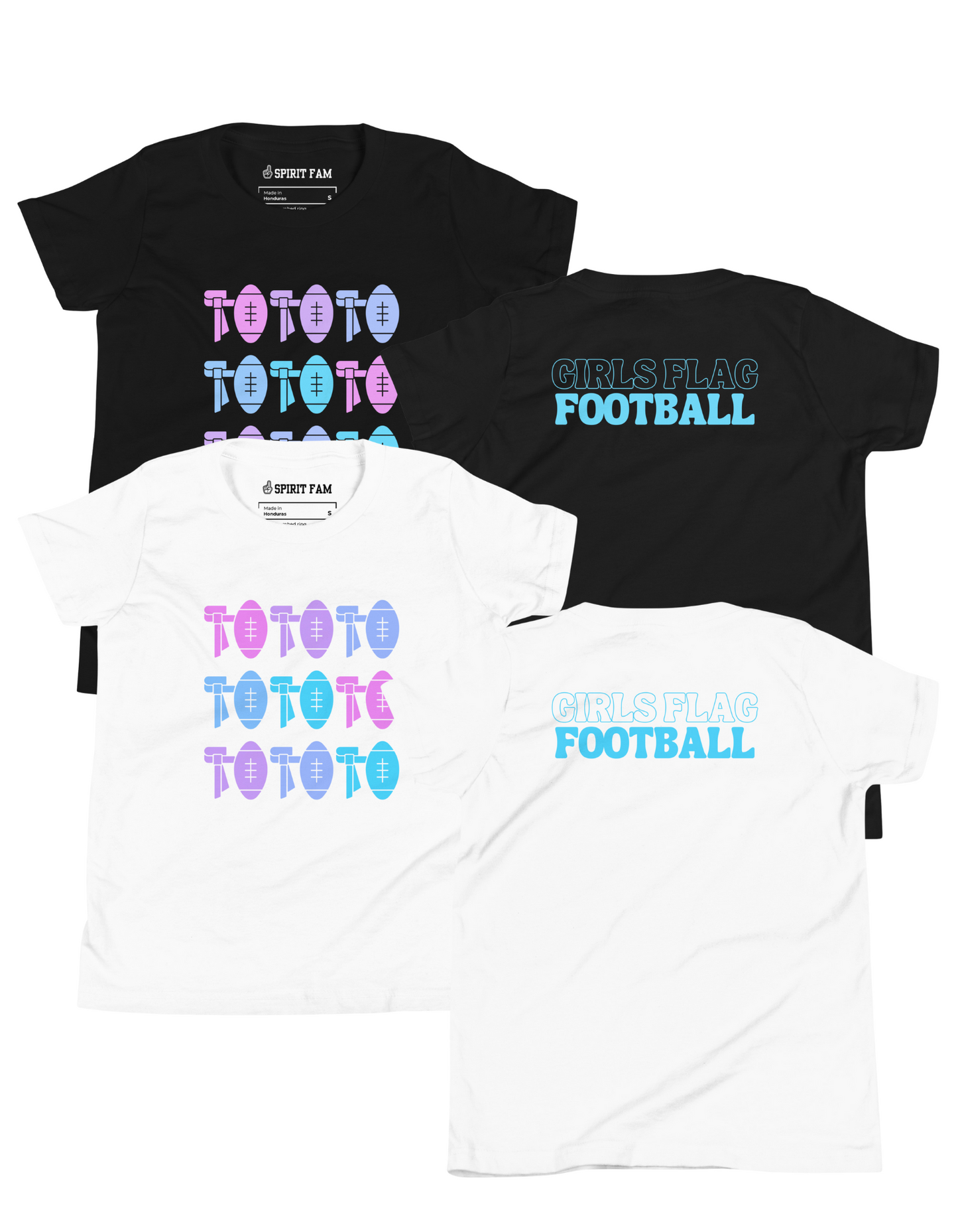 Girls Flag Football Graphic T-Shirt | Youth Unisex Sizing