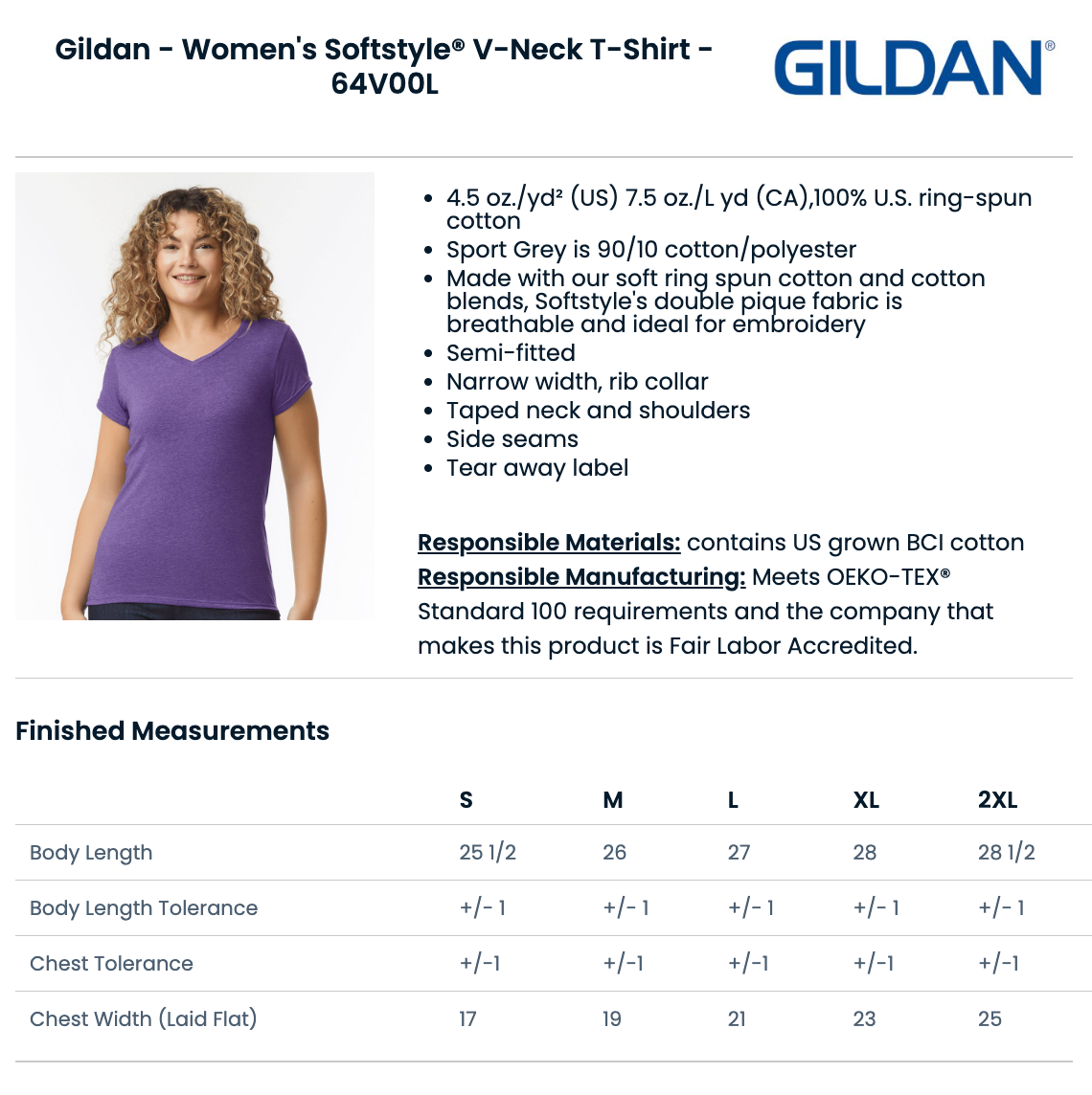 Linda Vista V-Neck Shirt | Logo Design Front and Back | Women's Sizing