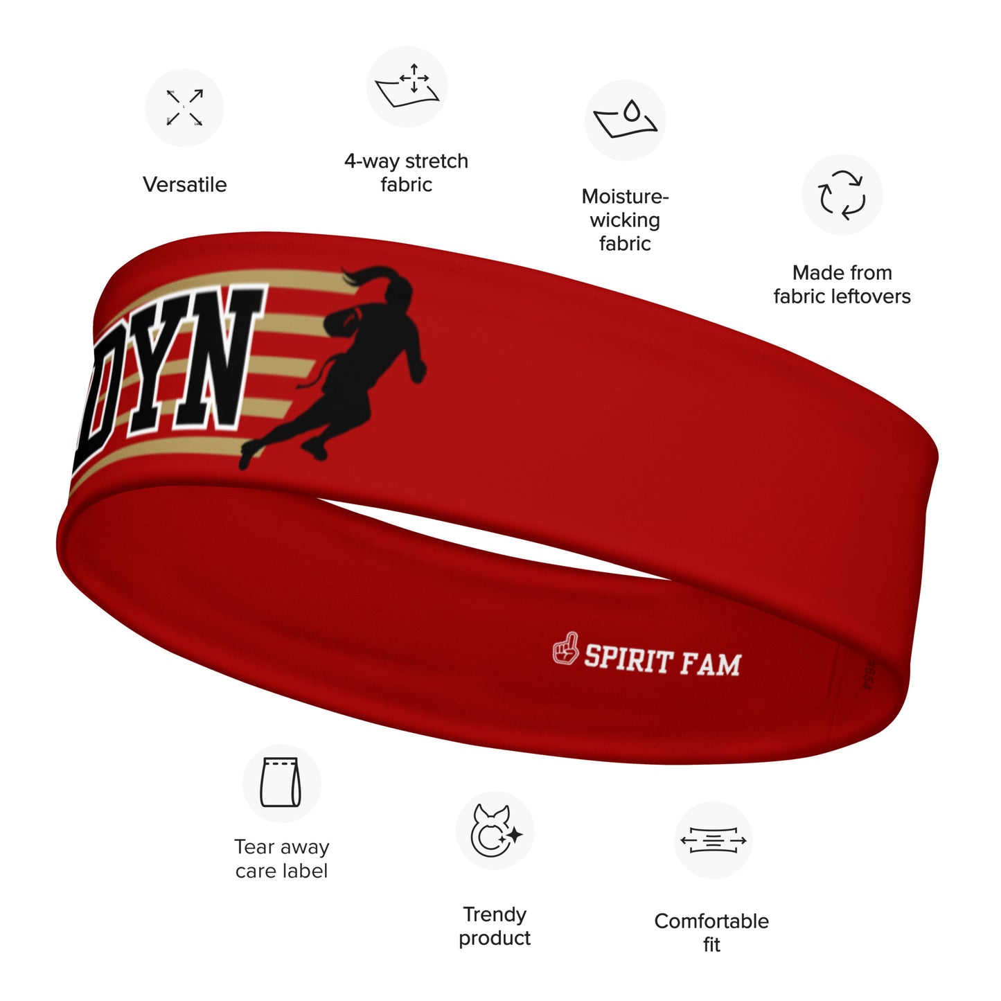 Girls Flag Football Headband | Custom Name and Team Colors | Girls Football Graphic
