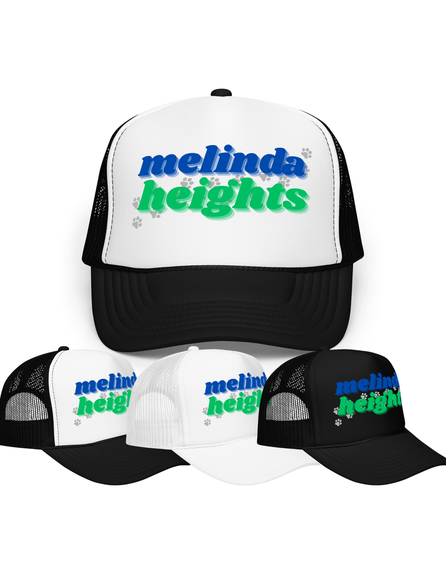 Melinda Heights Foam Trucker Hat | Paw Print Trail Design