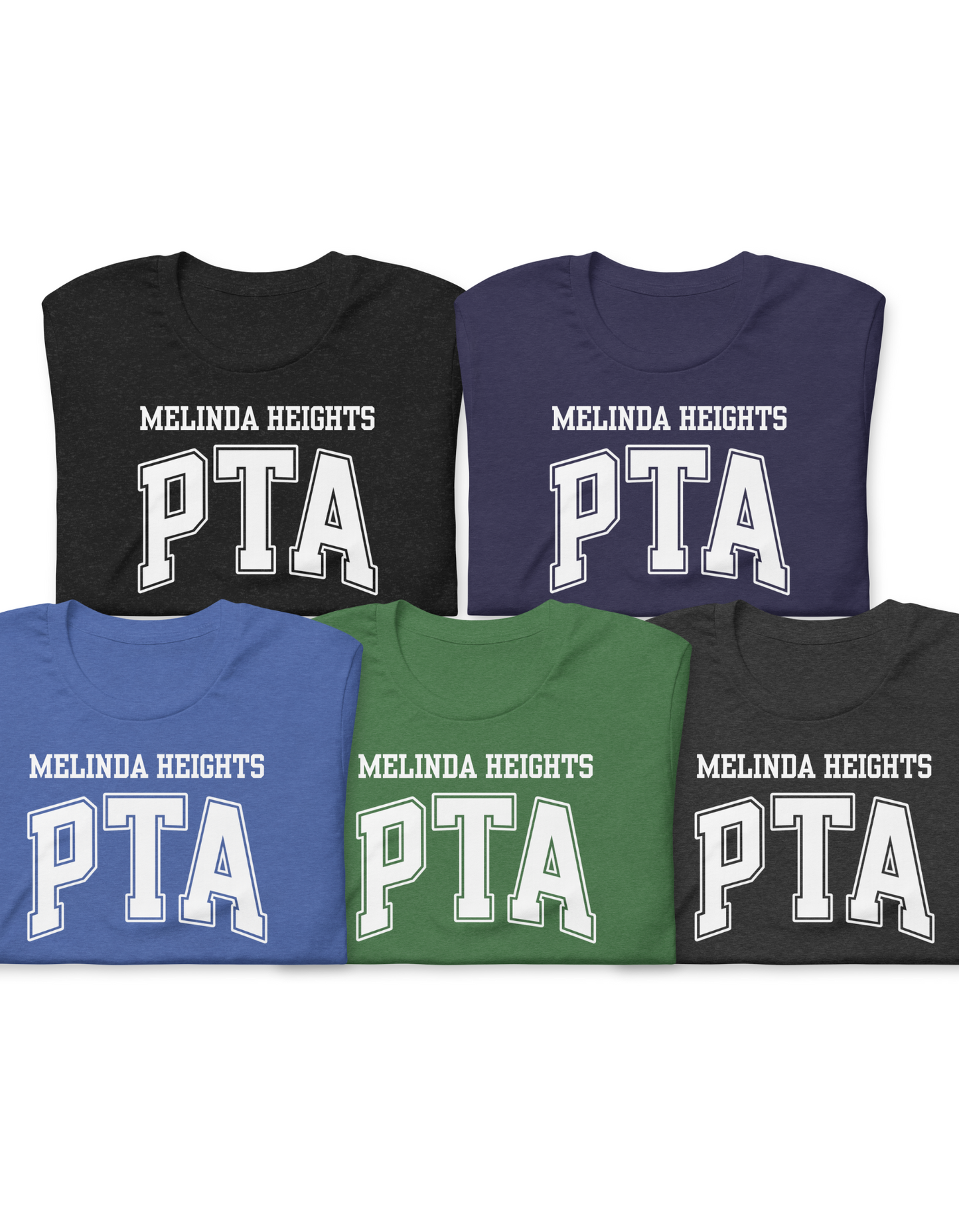 Melinda Heights PTA Shirt | Collegiate Letters | ADULT Unisex Sizing