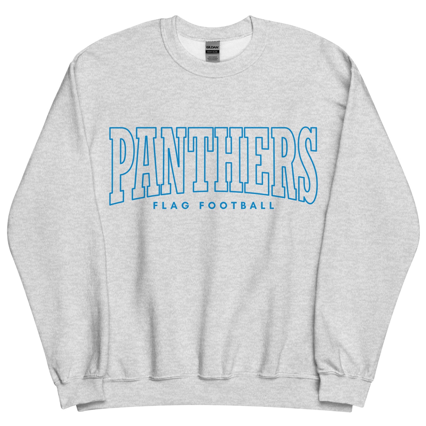 Panthers Flag Football Crewneck Sweatshirt | Collegiate Style Front Design | ADULT Unisex Sizing