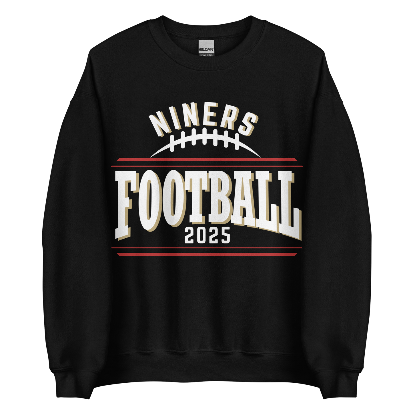 Niners Flag Football Crewneck Sweatshirt | Bold Text Front Design | ADULT Unisex Sizing