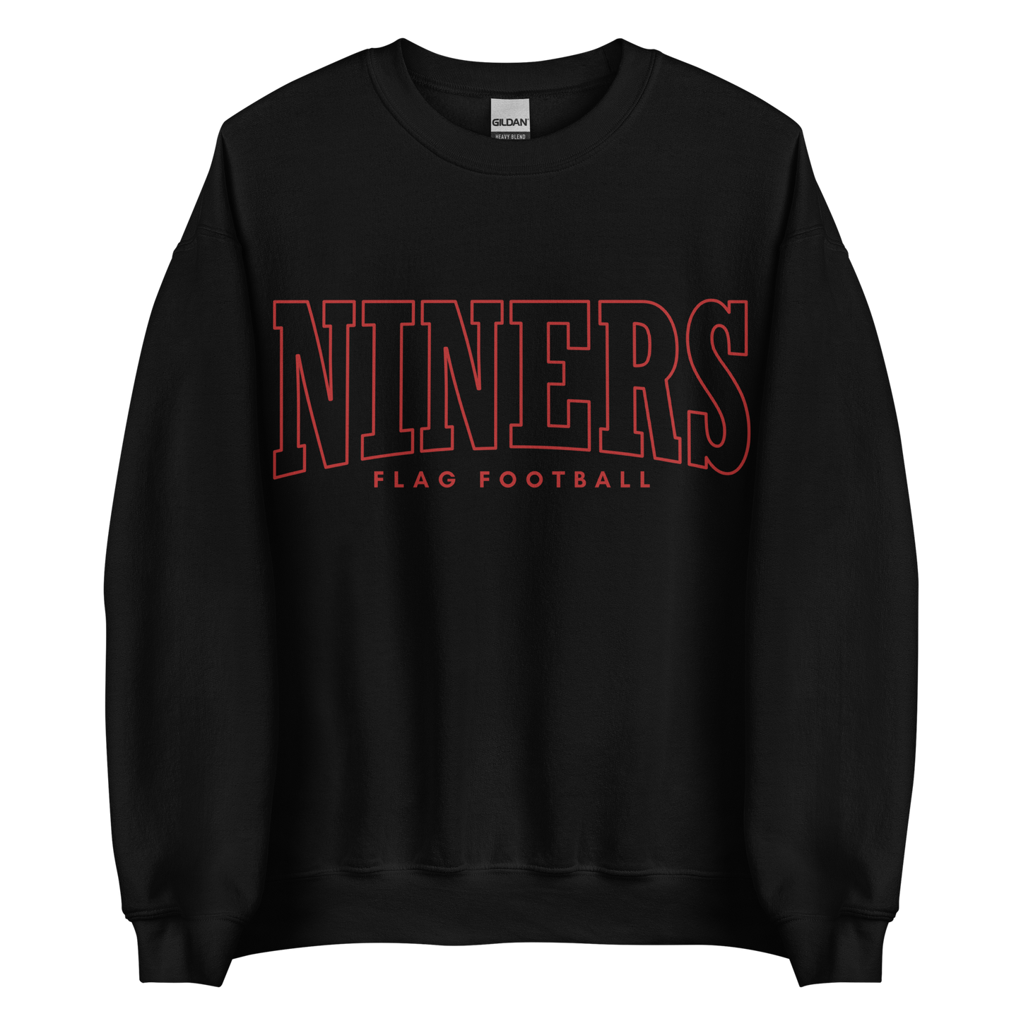 Niners Flag Football Crewneck Sweatshirt | Collegiate Style Front Design | ADULT Unisex Sizing