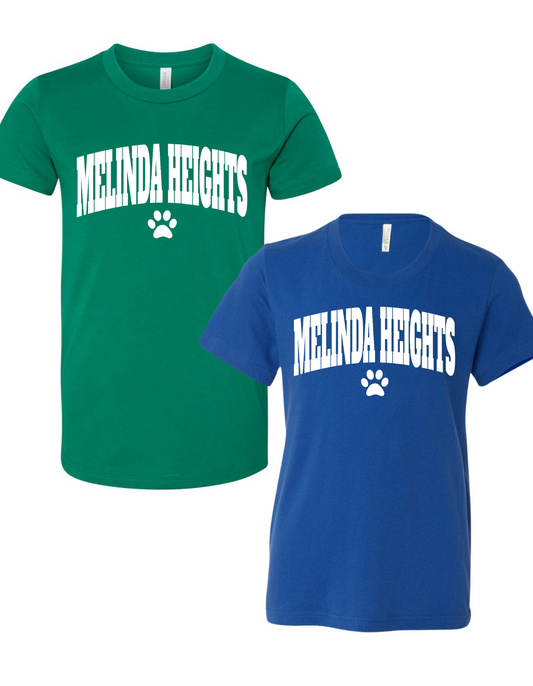 Melinda Heights Shirt | Collegiate Paw Print Design | YOUTH Unisex Sizing