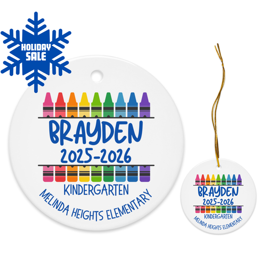Melinda Heights Custom School Year Ornament | Crayon Design