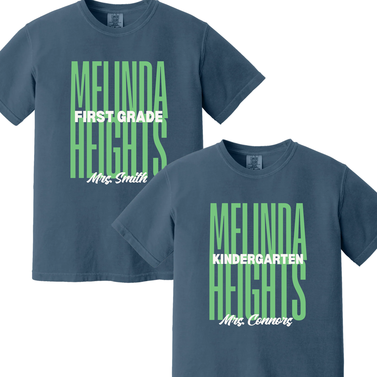 Melinda Heights Teacher Grade Level Shirt | Customizable Name and Grade | Comfort Colors Midnight