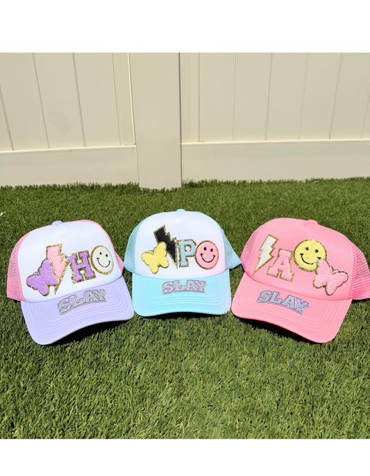 Girls Trucker Hat with Chenille Patches | Custom Design