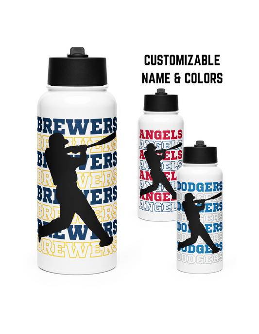 Baseball Water Bottle | Custom Team Name and Colors