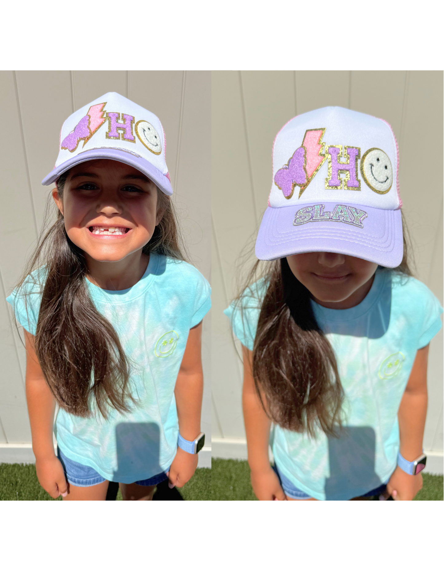 Girls Trucker Hat with Chenille Patches | Custom Design