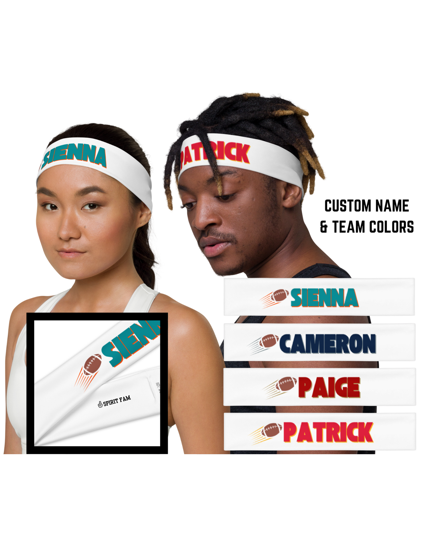 Football Headband | Custom Name and Colors | Unisex Design