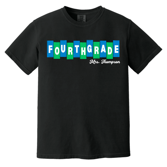 Melinda Heights Teacher Grade Level Shirt | Customizable Name and Grade | Comfort Colors Black