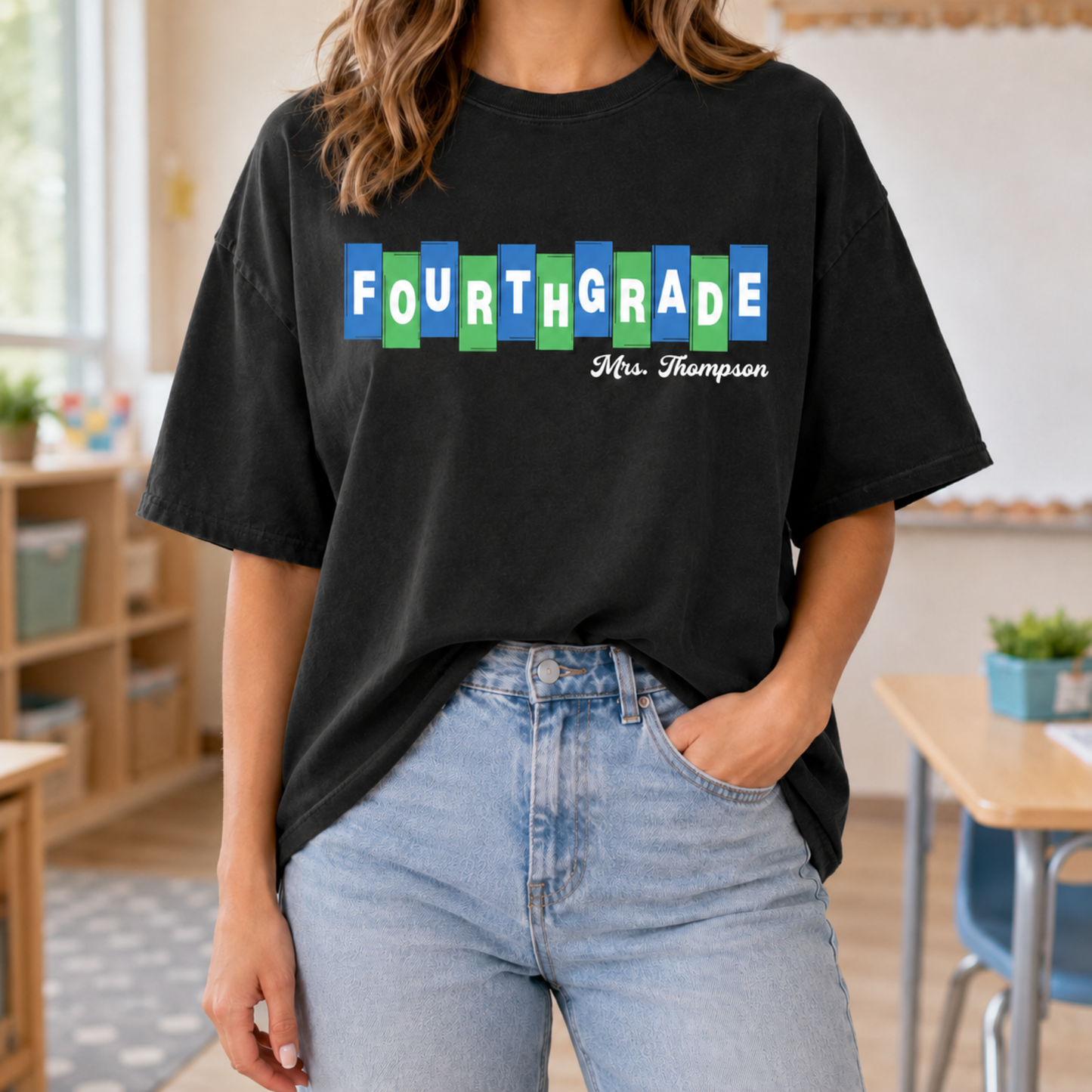 Melinda Heights Teacher Grade Level Shirt | Customizable Name and Grade | Comfort Colors Black