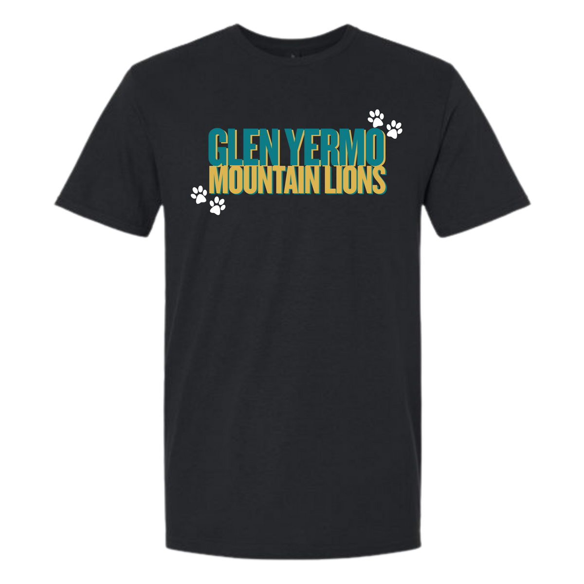 Glen Yermo Shirt | Bold Text with Paw Prints | Adult Unisex Sizing