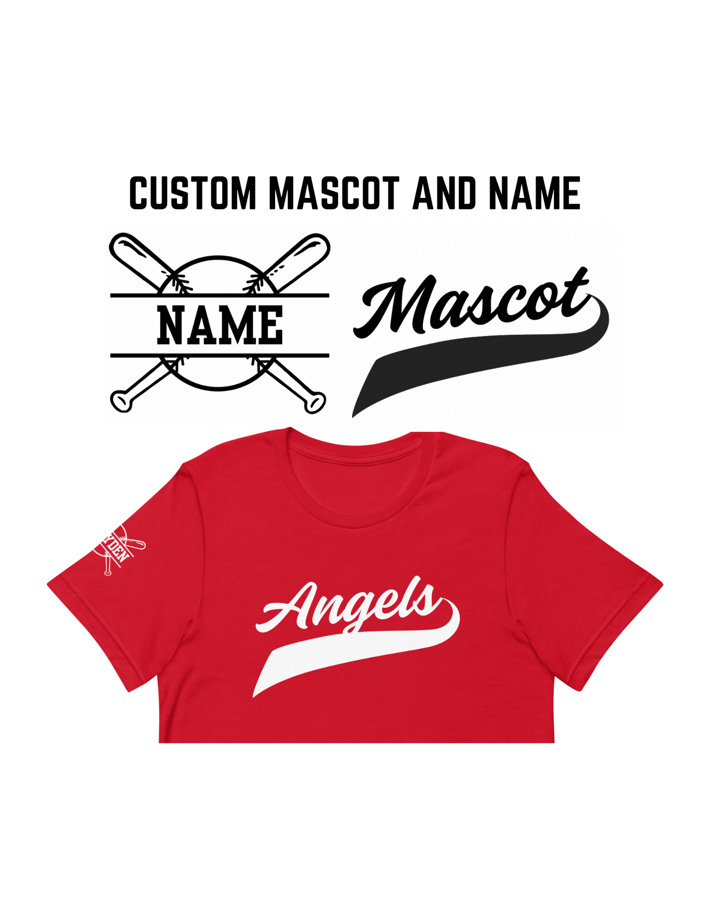 Classic Baseball Shirt | Custom Mascot | Player Name on Sleeve | Adult Unisex Sizing