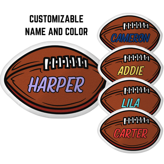 Football-Shaped Pillow | Custom Name & Color | 16" x 16"