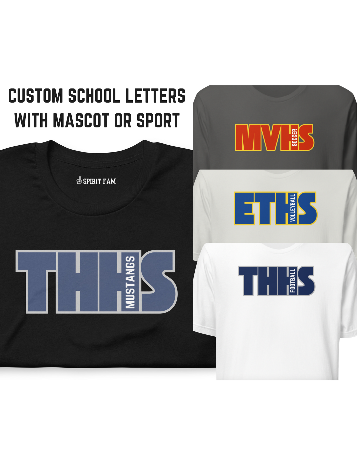 School Spirit Shirt | School Letters | Custom Mascot or Sport