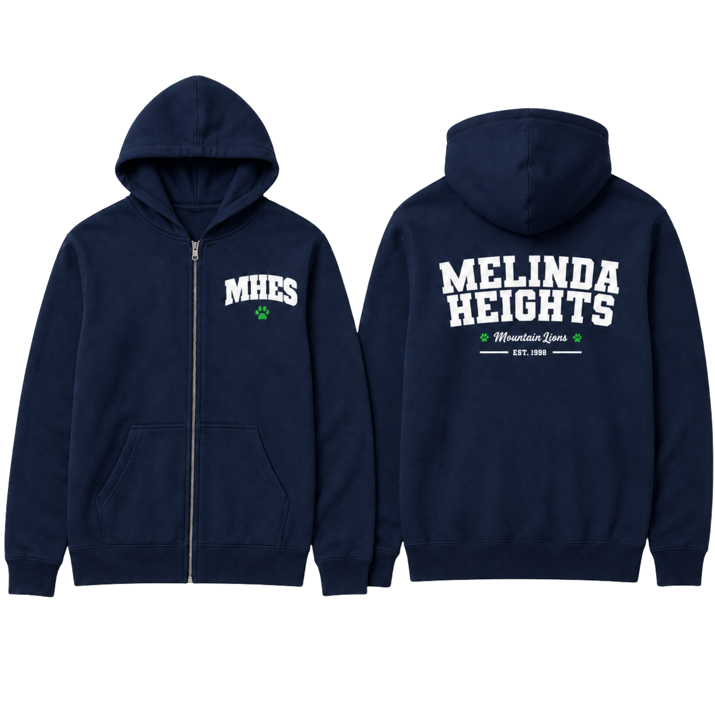 Melinda Heights Full Zip Hoodie | Est. 1998 Design | Unisex Sizing