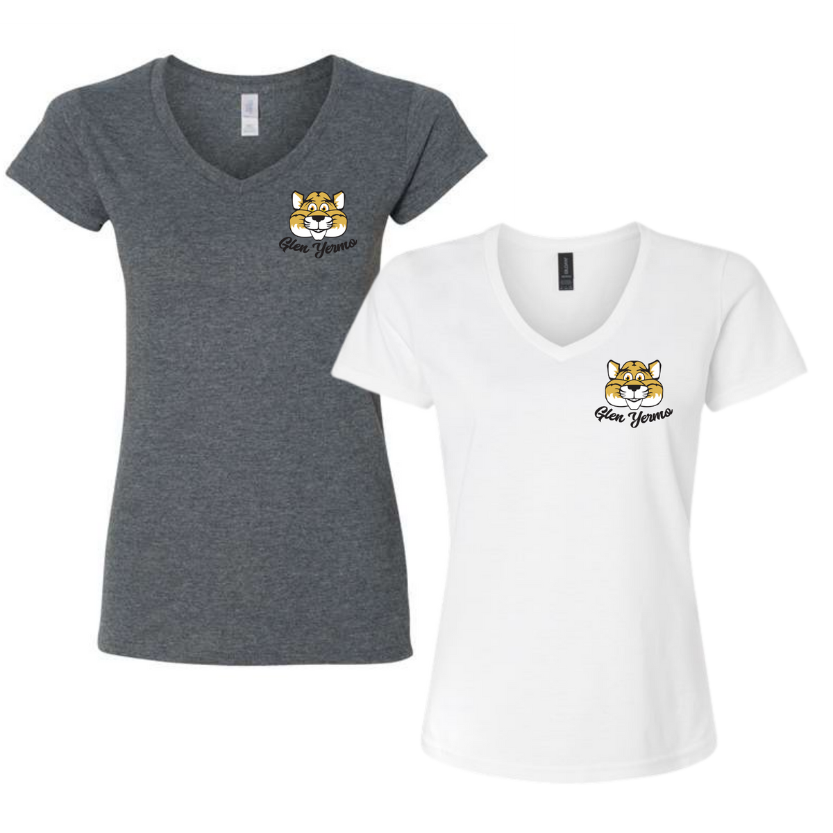 Glen Yermo V-Neck Shirt | Mountain Lion Logo | Women's Sizing