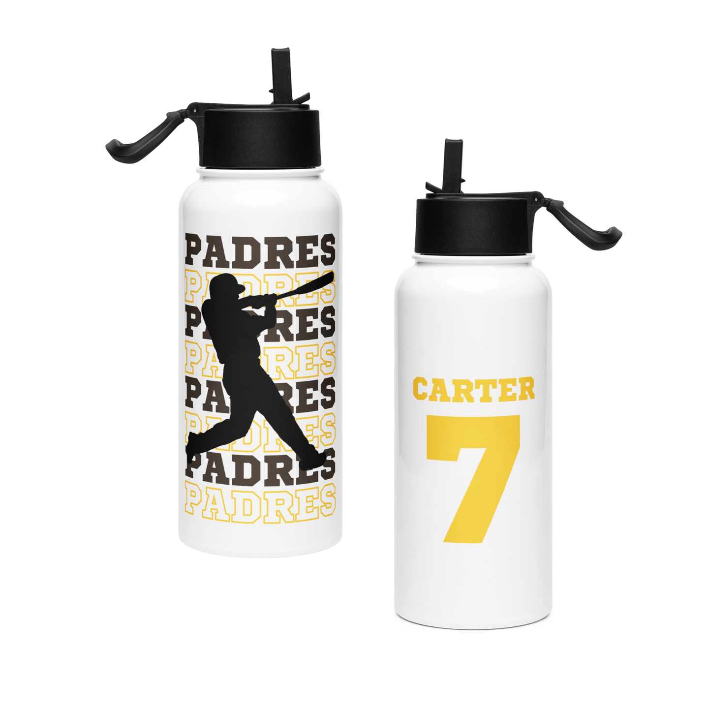 Padres Water Bottle | Custom Name & Number