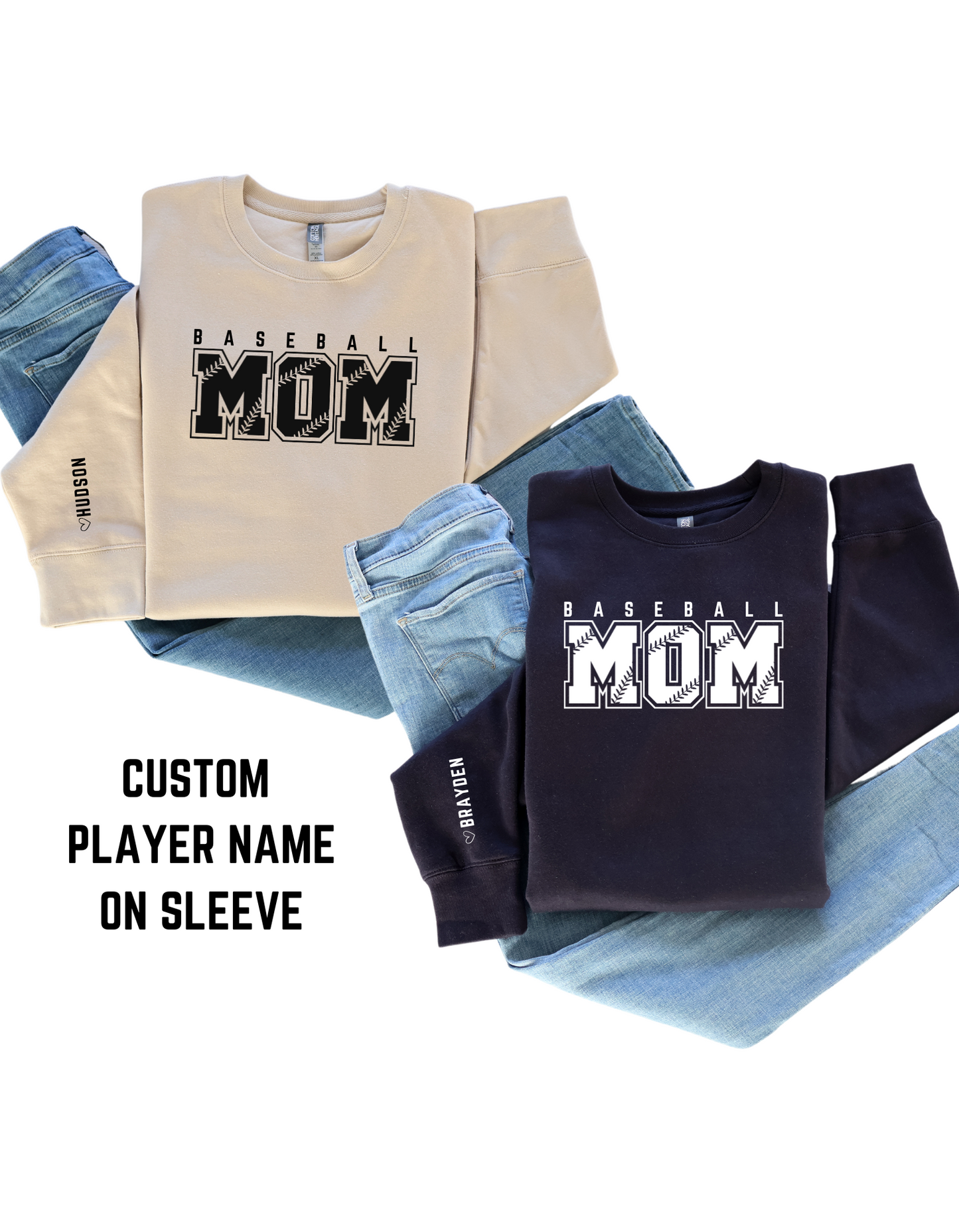 Baseball Mom | Embroidered Crewneck | Custom Player Name