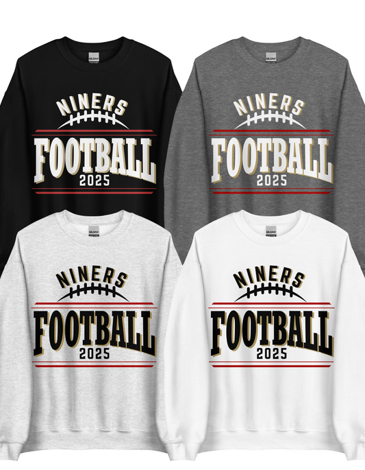 Niners Flag Football Crewneck Sweatshirt | Bold Text Front Design | ADULT Unisex Sizing