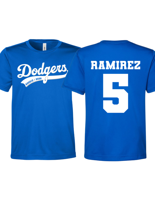 Rookie Dodgers Practice Shirt | Youth Sizing | Custom Name and Number