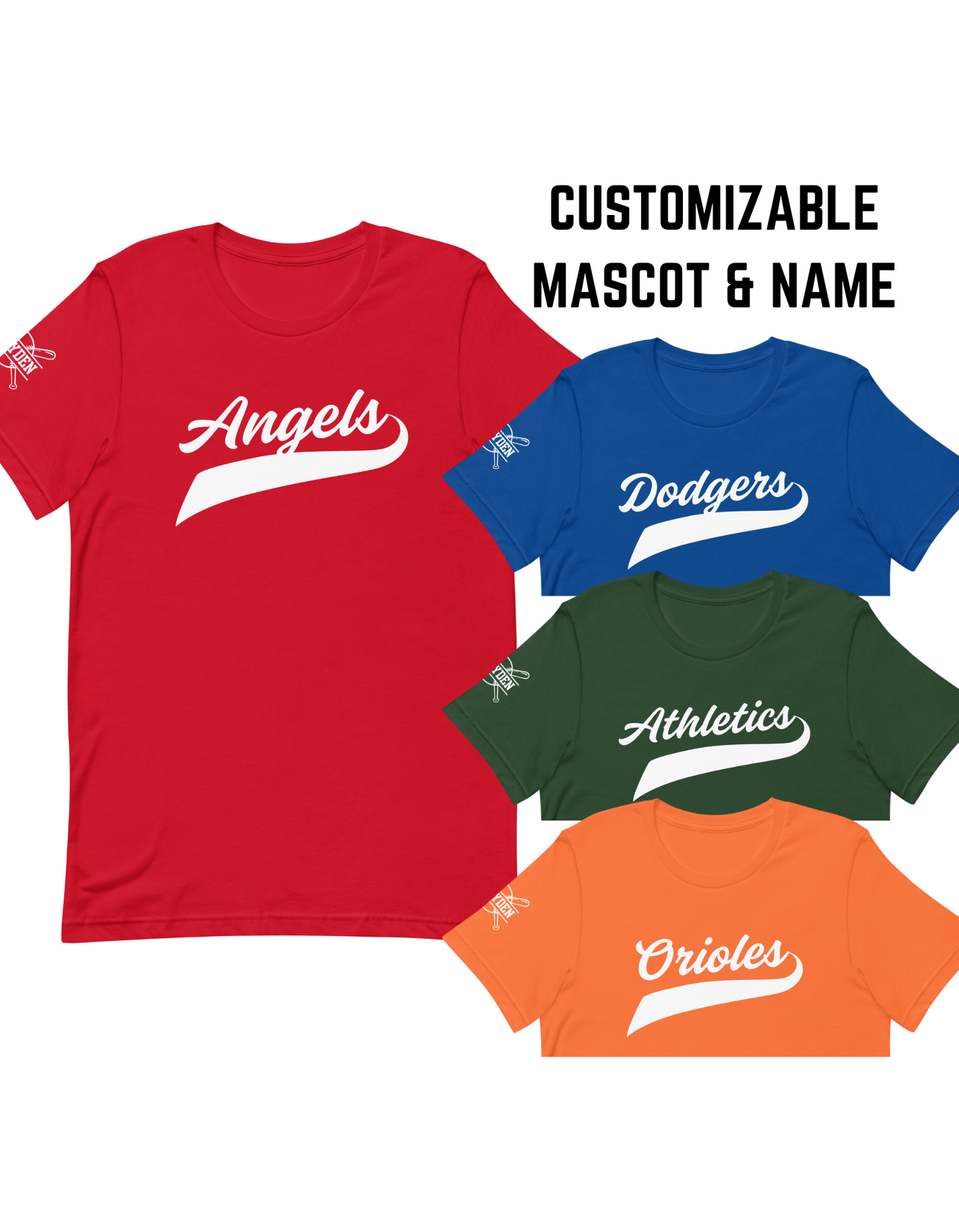 Classic Baseball Shirt | Custom Mascot | Player Name on Sleeve | Adult Unisex Sizing