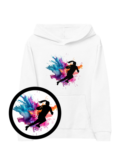 Girls Flag Football Hoodie | White Sweatshirt with Colorful Design
