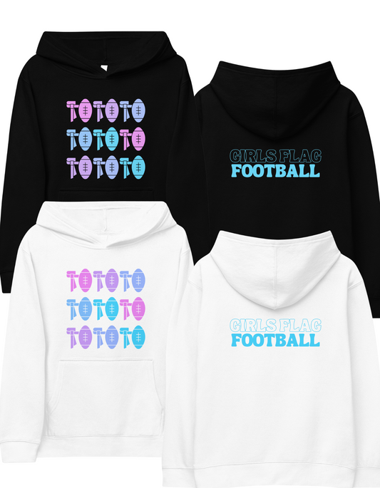 Girls Flag Football Graphic Hoodie | Youth Unisex Sizing
