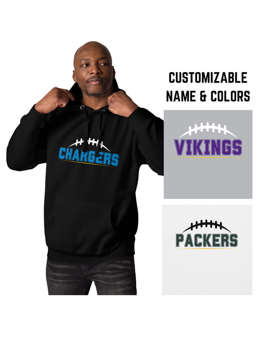 Football Hoodie | Custom Team Name and Colors | Adult Unisex Sweatshirt