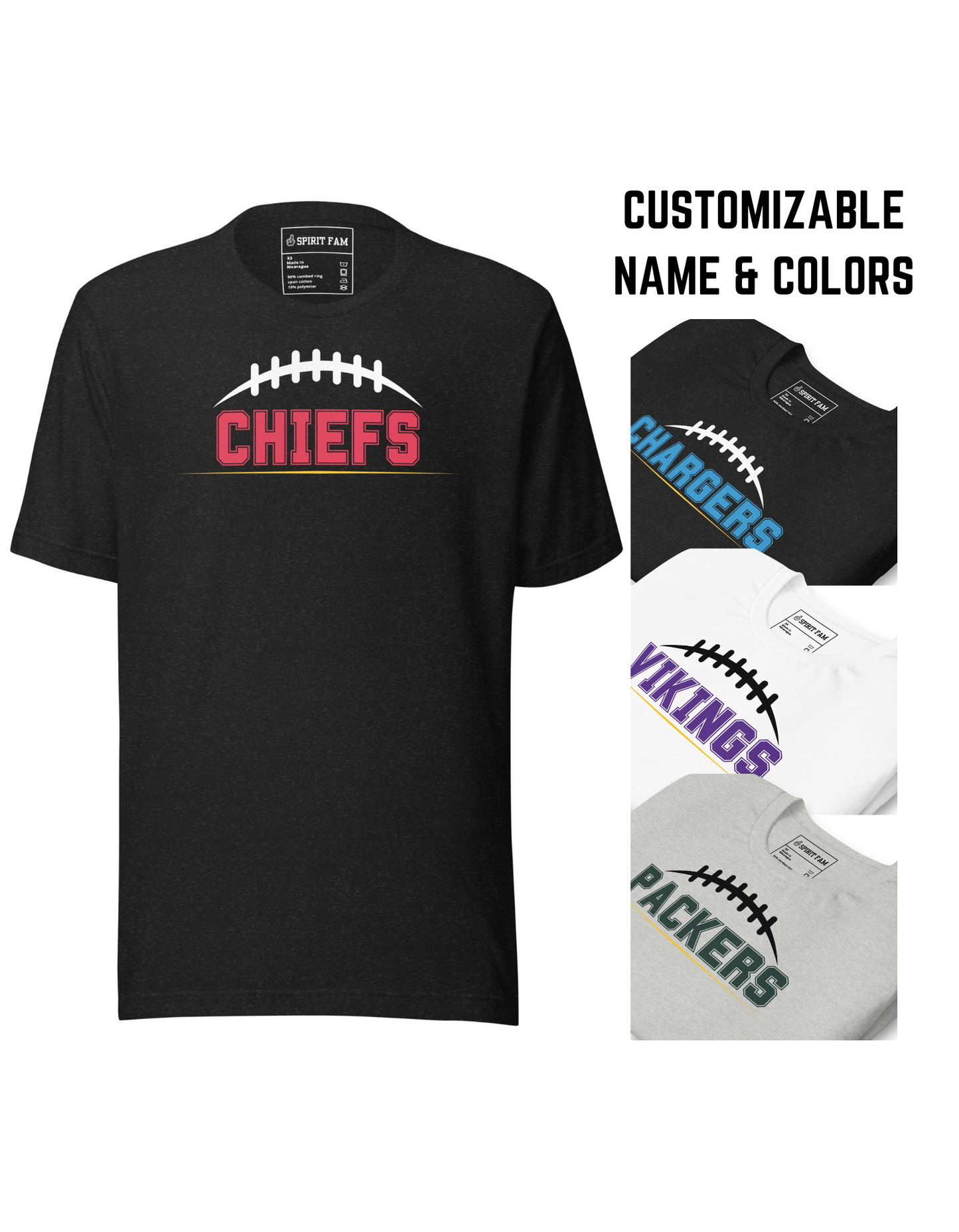 Football Tee | Custom Team Name and Colors | Adult Unisex Shirt