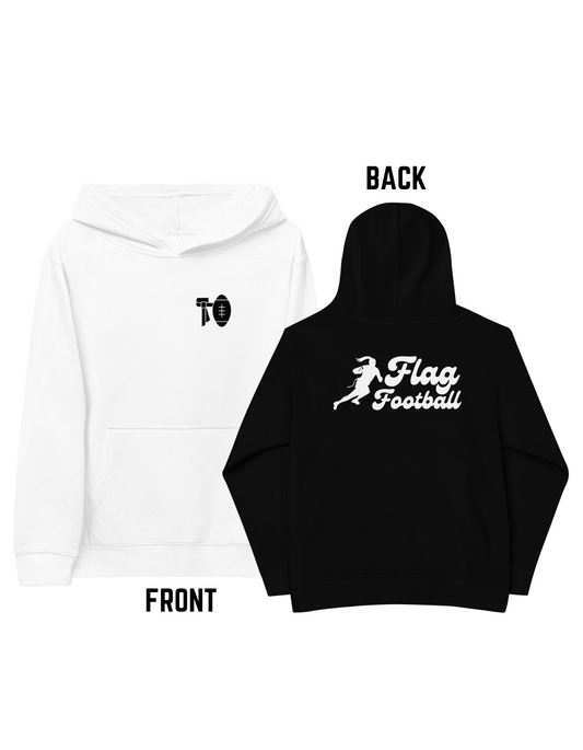 Girls Flag Football Hoodie | Retro Font Back Design | Youth Unisex Sweatshirt