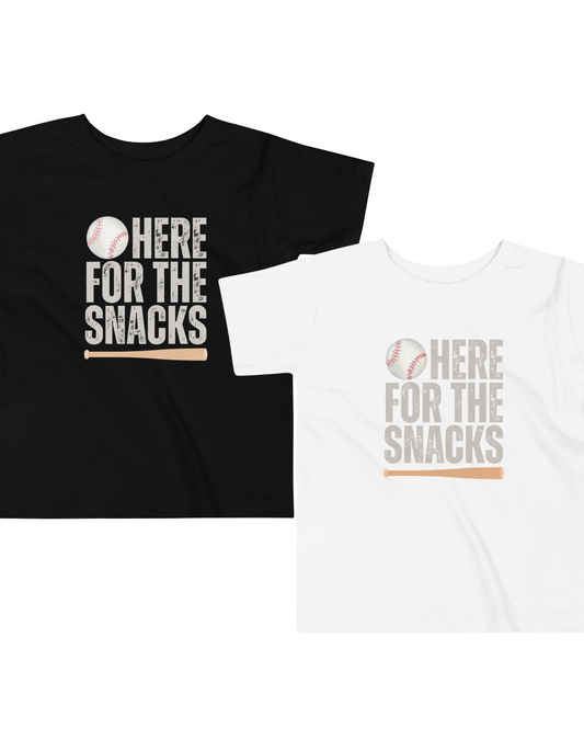 Toddler Baseball Tee | Here for the Snacks | Unisex Toddler Sizing