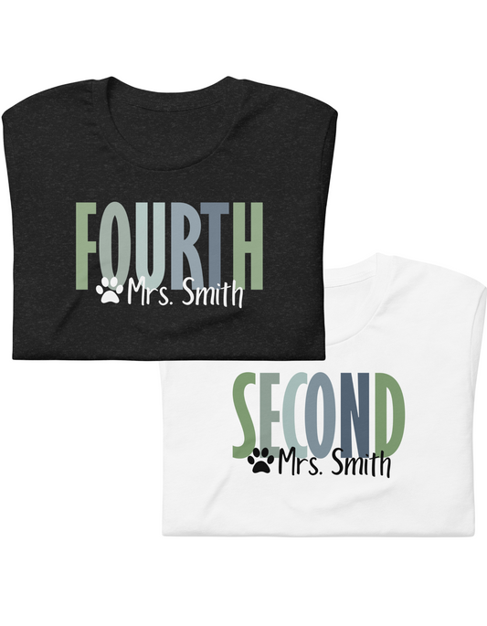 Melinda Heights Teacher Grade Level Shirts | Customizable Grade and Name | ADULT Unisex Sizing
