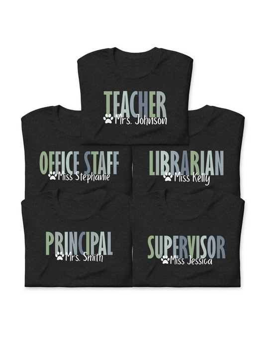Melinda Heights Staff Shirts | Customizable Title and Name | ADULT Unisex Sizing