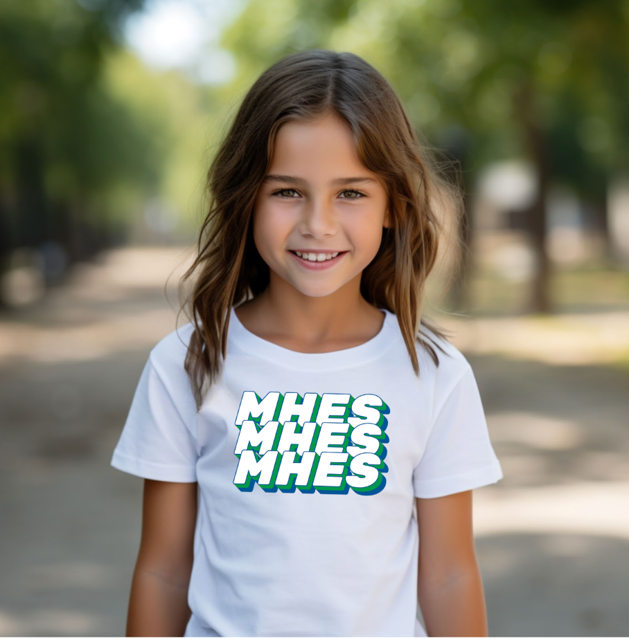 Youth School Spirit Tee | Stacked Graphic | Custom School Colors