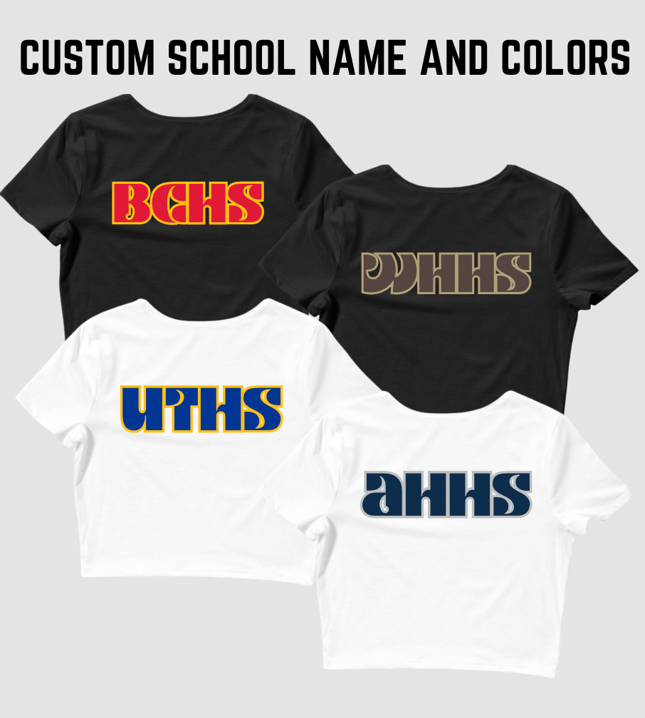 Retro Font School Name Crop Top T-Shirt