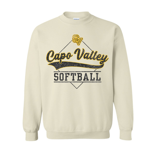 Capo Valley Softball Crewneck Sweatshirt | Design 3 | Adult Unisex Sizing
