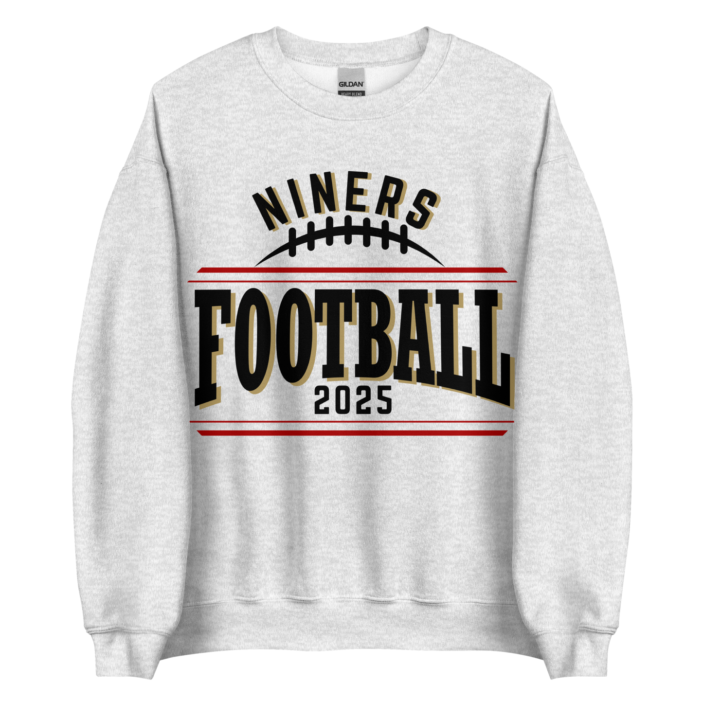 Niners Flag Football Crewneck Sweatshirt | Bold Text Front Design | ADULT Unisex Sizing