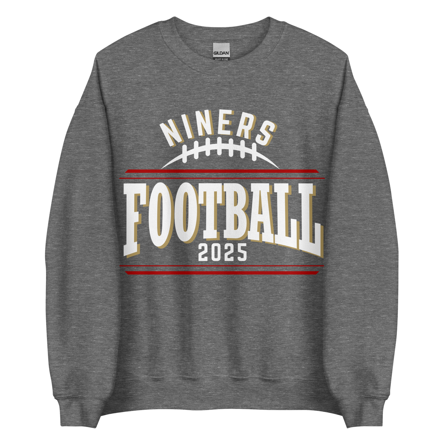 Niners Flag Football Crewneck Sweatshirt | Bold Text Front Design | ADULT Unisex Sizing