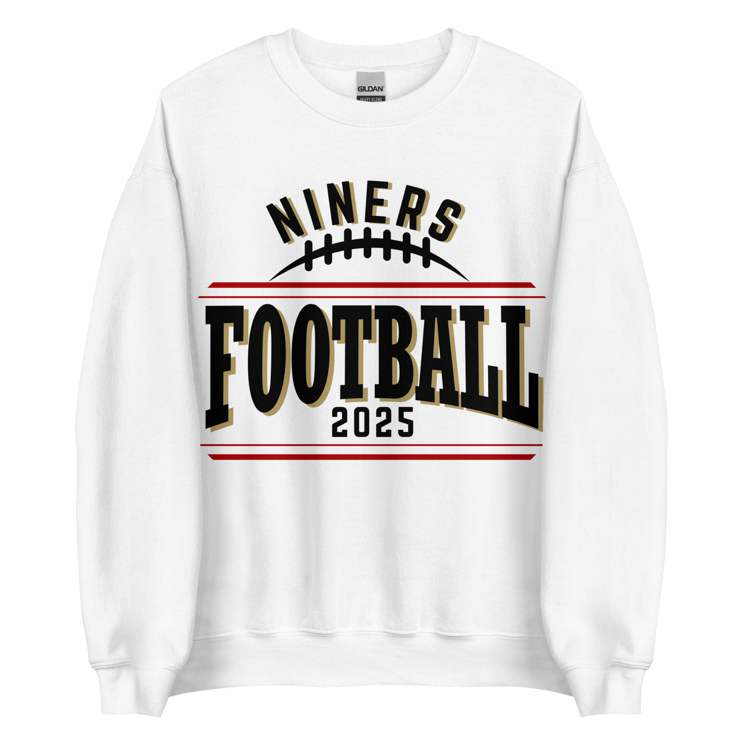 Niners Flag Football Crewneck Sweatshirt | Bold Text Front Design | ADULT Unisex Sizing